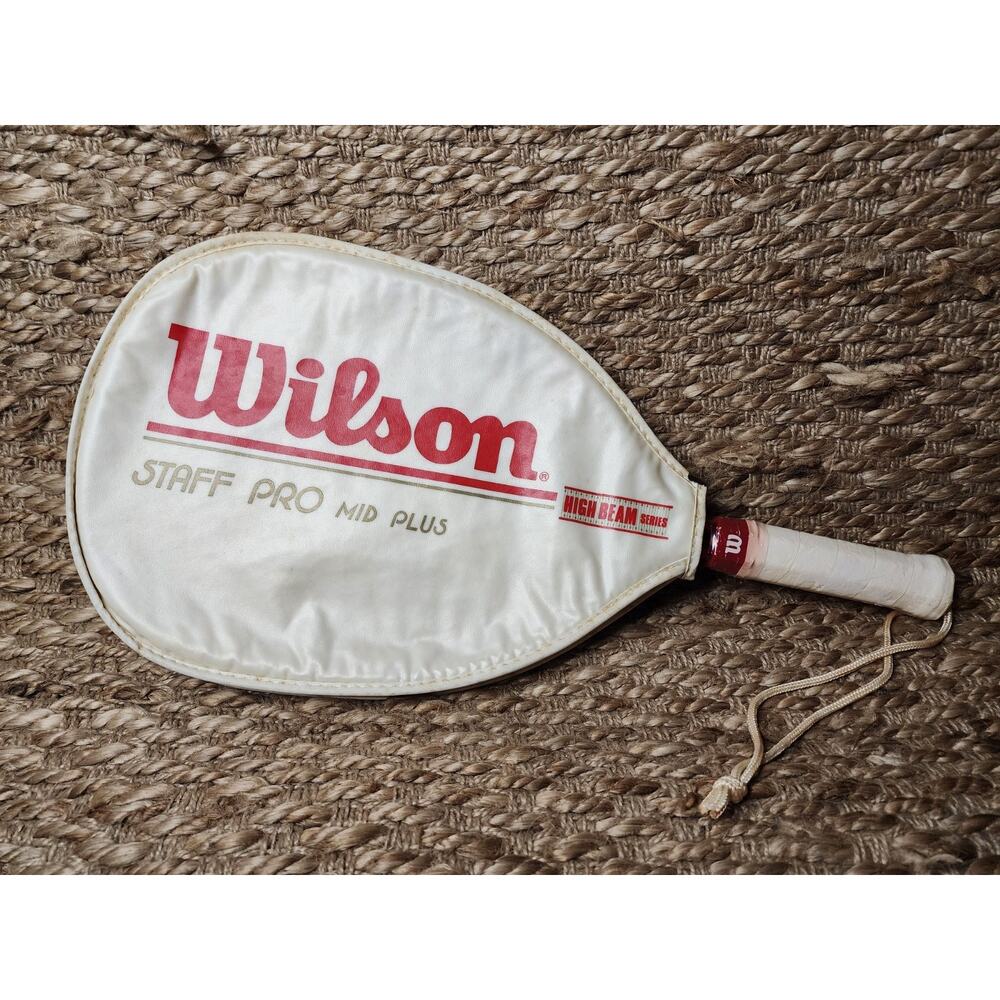 New! Vintage Wilson Staff Pro Mid Plus High Beam Series Red White Racket & Case